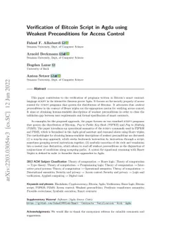 Verification of Bitcoin Script in Agda using Weakest Preconditions for
  Access Control