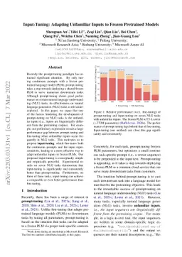 Input-Tuning: Adapting Unfamiliar Inputs to Frozen Pretrained Models