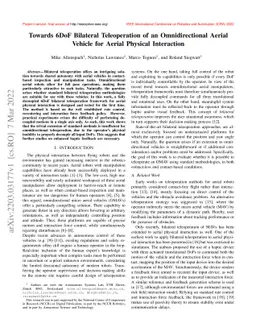 Towards 6DoF Bilateral Teleoperation of an Omnidirectional Aerial
  Vehicle for Aerial Physical Interaction