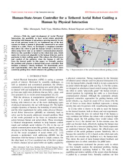 Human-State-Aware Controller for a Tethered Aerial Robot Guiding a Human
  by Physical Interaction