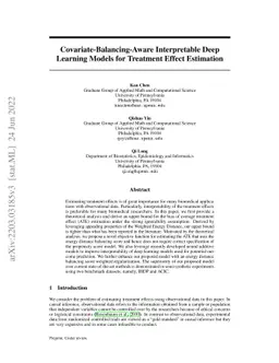 Covariate-Balancing-Aware Interpretable Deep Learning models for
  Treatment Effect Estimation