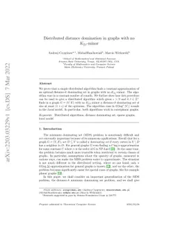 Distributed distance domination in graphs with no $K_{2,t}$-minor