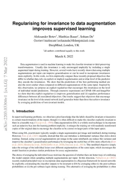 Regularising for invariance to data augmentation improves supervised
  learning