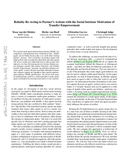 Reliably Re-Acting to Partner's Actions with the Social Intrinsic
  Motivation of Transfer Empowerment