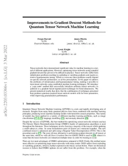 Improvements to Gradient Descent Methods for Quantum Tensor Network
  Machine Learning