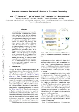 Towards Automated Real-time Evaluation in Text-based Counseling