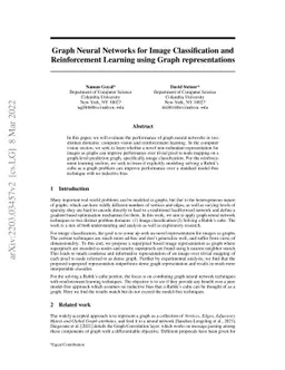 Graph Neural Networks for Image Classification and Reinforcement
  Learning using Graph representations