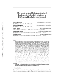 The importance of being constrained: dealing with infeasible solutions
  in Differential Evolution and beyond