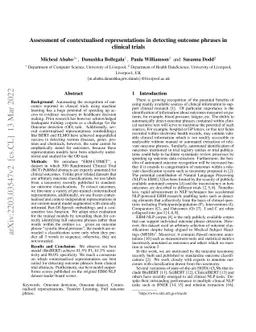 Assessment of contextualised representations in detecting outcome
  phrases in clinical trials