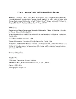 GatorTron: A Large Clinical Language Model to Unlock Patient Information
  from Unstructured Electronic Health Records