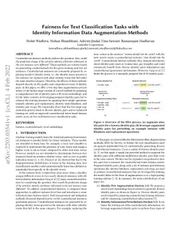 Fairness for Text Classification Tasks with Identity Information Data
  Augmentation Methods
