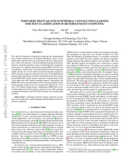 When BERT Meets Quantum Temporal Convolution Learning for Text
  Classification in Heterogeneous Computing