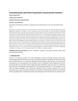Automated Single-Label Patent Classification using Ensemble Classifiers