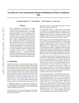 Fast Rates for Noisy Interpolation Require Rethinking the Effects of
  Inductive Bias