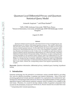 Quantum Local Differential Privacy and Quantum Statistical Query Model