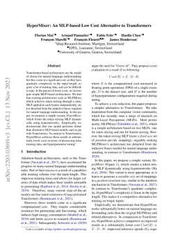 HyperMixer: An MLP-based Low Cost Alternative to Transformers