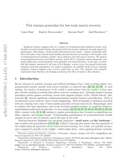 Flat minima generalize for low-rank matrix recovery