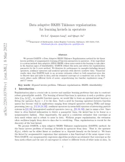 Data adaptive RKHS Tikhonov regularization for learning kernels in
  operators