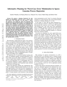 Informative Planning for Worst-Case Error Minimisation in Sparse
  Gaussian Process Regression