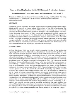 Trust in AI and Implications for the AEC Research: A Literature Analysis