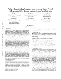 Where Does the Performance Improvement Come From? -- A Reproducibility
  Concern about Image-Text Retrieval