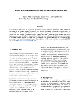 Visual anomaly detection in video by variational autoencoder