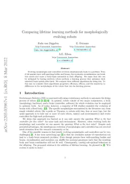 Comparing lifetime learning methods for morphologically evolving robots