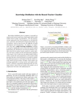 Knowledge Distillation with the Reused Teacher Classifier