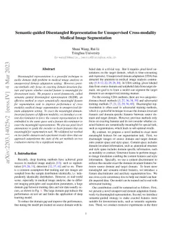 Semantic-guided Disentangled Representation for Unsupervised
  Cross-modality Medical Image Segmentation
