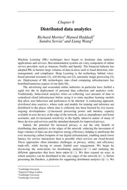 Distributed data analytics