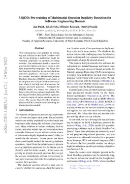 MQDD: Pre-training of Multimodal Question Duplicity Detection for
  Software Engineering Domain