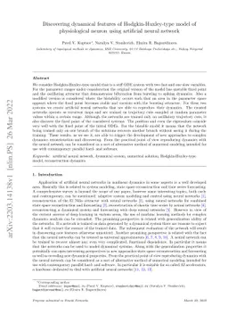 Discovering dynamical features of Hodgkin-Huxley-type model of
  physiological neuron using artificial neural network