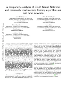 A comparative analysis of Graph Neural Networks and commonly used
  machine learning algorithms on fake news detection