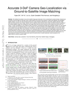Accurate 3-DoF Camera Geo-Localization via Ground-to-Satellite Image
  Matching