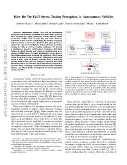 How Do We Fail? Stress Testing Perception in Autonomous Vehicles