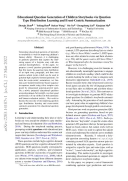 Educational Question Generation of Children Storybooks via Question Type
  Distribution Learning and Event-Centric Summarization
