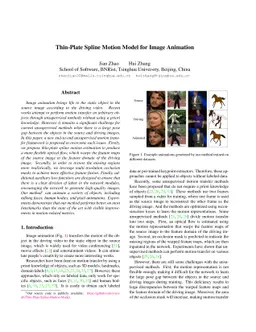 Thin-Plate Spline Motion Model for Image Animation