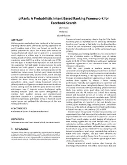 piRank: A Probabilistic Intent Based Ranking Framework for Facebook
  Search