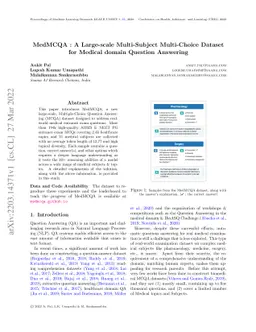 MedMCQA : A Large-scale Multi-Subject Multi-Choice Dataset for Medical
  domain Question Answering