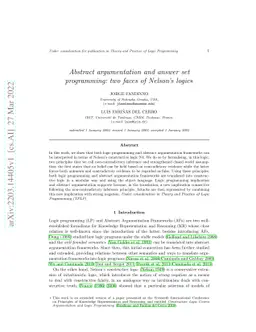 Abstract argumentation and answer set programming: two faces of Nelson's
  logic