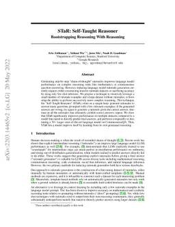 STaR: Bootstrapping Reasoning With Reasoning