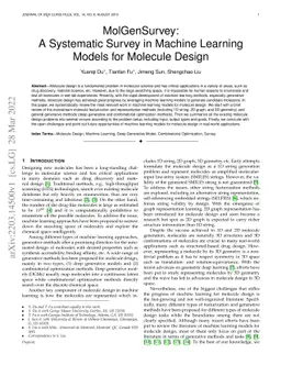 MolGenSurvey: A Systematic Survey in Machine Learning Models for
  Molecule Design