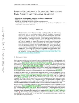 Robust Unlearnable Examples: Protecting Data Against Adversarial
  Learning