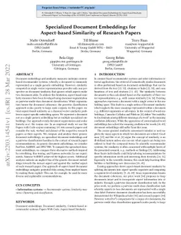 Specialized Document Embeddings for Aspect-based Similarity of Research
  Papers