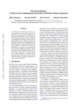 The Moral Debater: A Study on the Computational Generation of Morally
  Framed Arguments