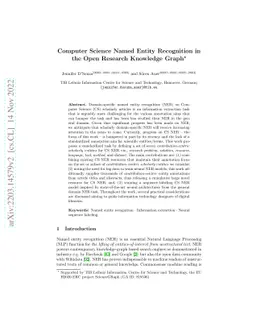 Computer Science Named Entity Recognition in the Open Research Knowledge
  Graph