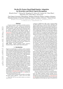 On-the-Fly Feature Based Rapid Speaker Adaptation for Dysarthric and
  Elderly Speech Recognition
