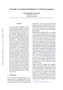 Isomorphic Cross-lingual Embeddings for Low-Resource Languages