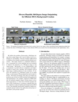 Diverse Plausible 360-Degree Image Outpainting for Efficient 3DCG
  Background Creation