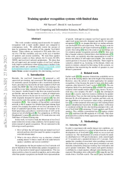 Training speaker recognition systems with limited data